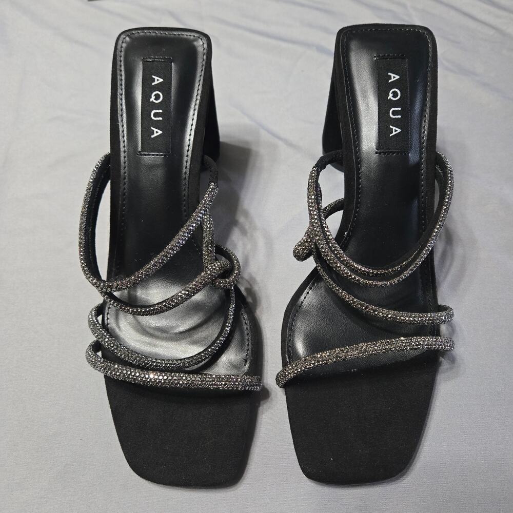 AQUA Sz 8  Women's Black Bow High Heel